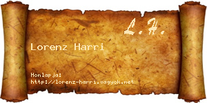 Lorenz Harri névjegykártya